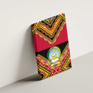 Angola Independence Day Canvas Wall Art with Coat of Arms and Samakaka Pattern