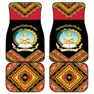 Angola Independence Day Car Mats with Coat of Arms and Samakaka Pattern