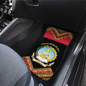 Angola Independence Day Car Mats with Coat of Arms and Samakaka Pattern