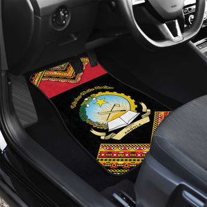 Angola Independence Day Car Mats with Coat of Arms and Samakaka Pattern