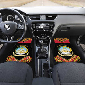 Angola Independence Day Car Mats with Coat of Arms and Samakaka Pattern