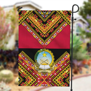 Angola Independence Day Garden Flag with Coat of Arms and Samakaka Pattern