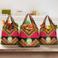 Angola Independence Day Grocery Bag with Coat of Arms and Samakaka Pattern