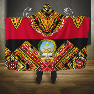 Angola Independence Day Hooded Blanket with Coat of Arms and Samakaka Pattern