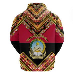 Angola Independence Day Hoodie with Coat of Arms and Samakaka Pattern