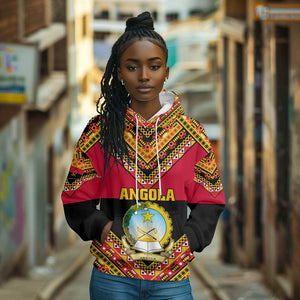 Angola Independence Day Hoodie with Coat of Arms and Samakaka Pattern