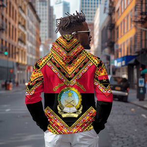 Angola Independence Day Hoodie with Coat of Arms and Samakaka Pattern