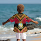 Angola Independence Day Kid Hawaiian Shirt with Coat of Arms and Samakaka Pattern