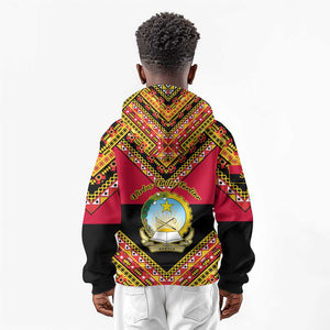 Angola Independence Day Kid Hoodie with Coat of Arms and Samakaka Pattern