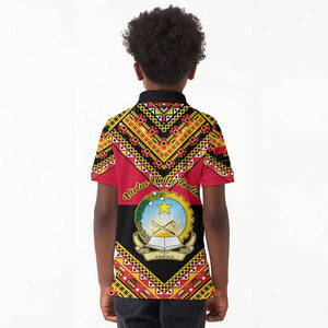 Angola Independence Day Kid Polo Shirt with Coat of Arms and Samakaka Pattern