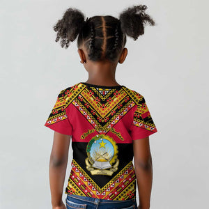 Angola Independence Day Kid T shirt with Coat of Arms and Samakaka Pattern