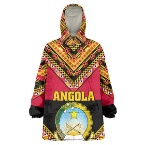 Angola Independence Day KId Wearable Blanket Hoodie with Coat of Arms and Samakaka Pattern