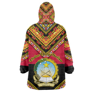 Angola Independence Day KId Wearable Blanket Hoodie with Coat of Arms and Samakaka Pattern