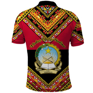 Angola Independence Day Polo Shirt with Coat of Arms and Samakaka Pattern