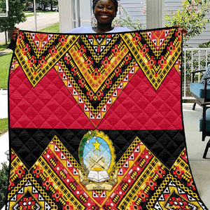 Angola Independence Day Quilt with Coat of Arms and Samakaka Pattern