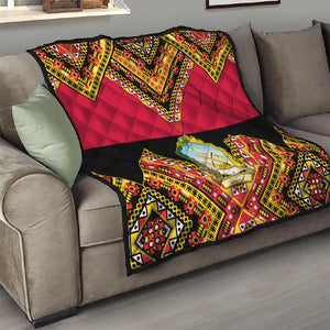 Angola Independence Day Quilt with Coat of Arms and Samakaka Pattern