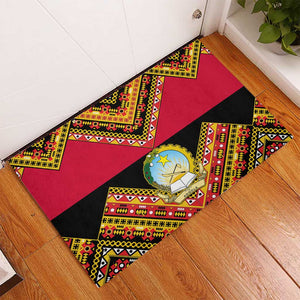 Angola Independence Day Rubber Doormat with Coat of Arms and Samakaka Pattern