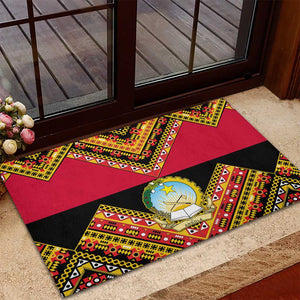 Angola Independence Day Rubber Doormat with Coat of Arms and Samakaka Pattern