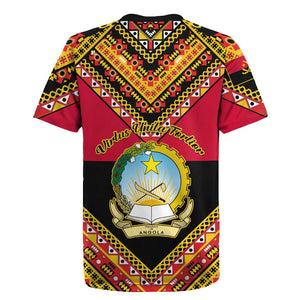 Angola Independence Day Rugby Jersey with Coat of Arms and Samakaka Pattern