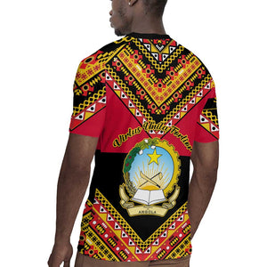 Angola Independence Day Rugby Jersey with Coat of Arms and Samakaka Pattern