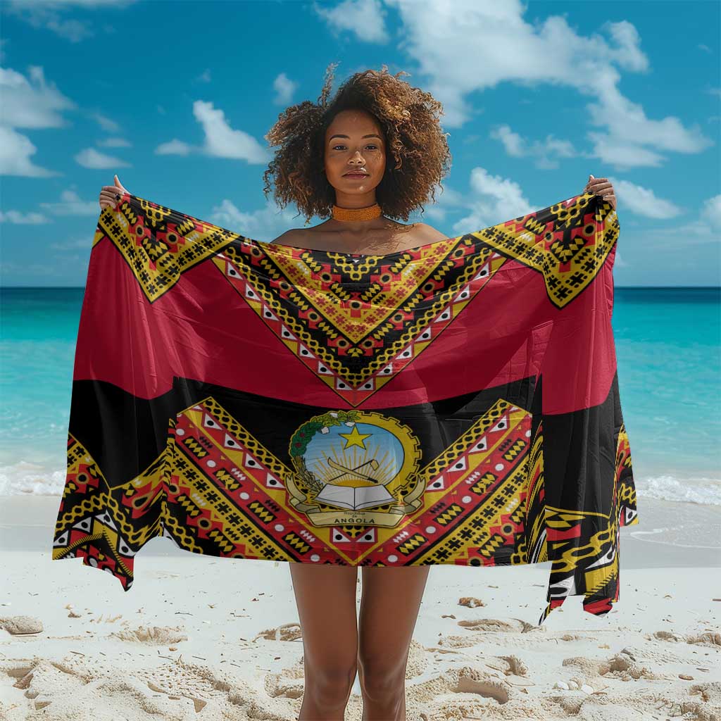 Angola Independence Day Sarong with Coat of Arms and Samakaka Pattern