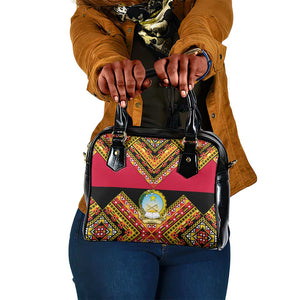 Angola Independence Day Shoulder Handbag with Coat of Arms and Samakaka Pattern