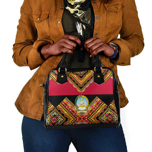 Angola Independence Day Shoulder Handbag with Coat of Arms and Samakaka Pattern