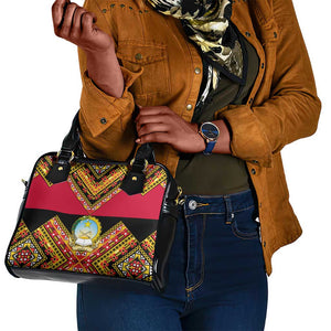 Angola Independence Day Shoulder Handbag with Coat of Arms and Samakaka Pattern