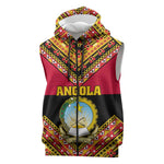 Angola Independence Day Sleeveless Zip Hoodie with Coat of Arms and Samakaka Pattern - African Pride