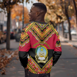 Angola Independence Day Sweatshirt with Coat of Arms and Samakaka Pattern