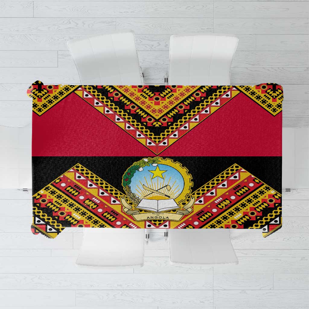 Angola Independence Day Tablecloth with Coat of Arms and Samakaka Pattern