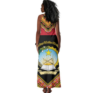 Angola Independence Day Tank Maxi Dress with Coat of Arms and Samakaka Pattern