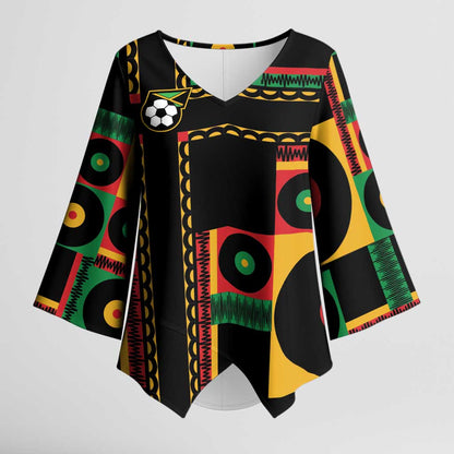 Jamaica Soccer 2026 Kimono Sleeve Blouse Reggae Stylized