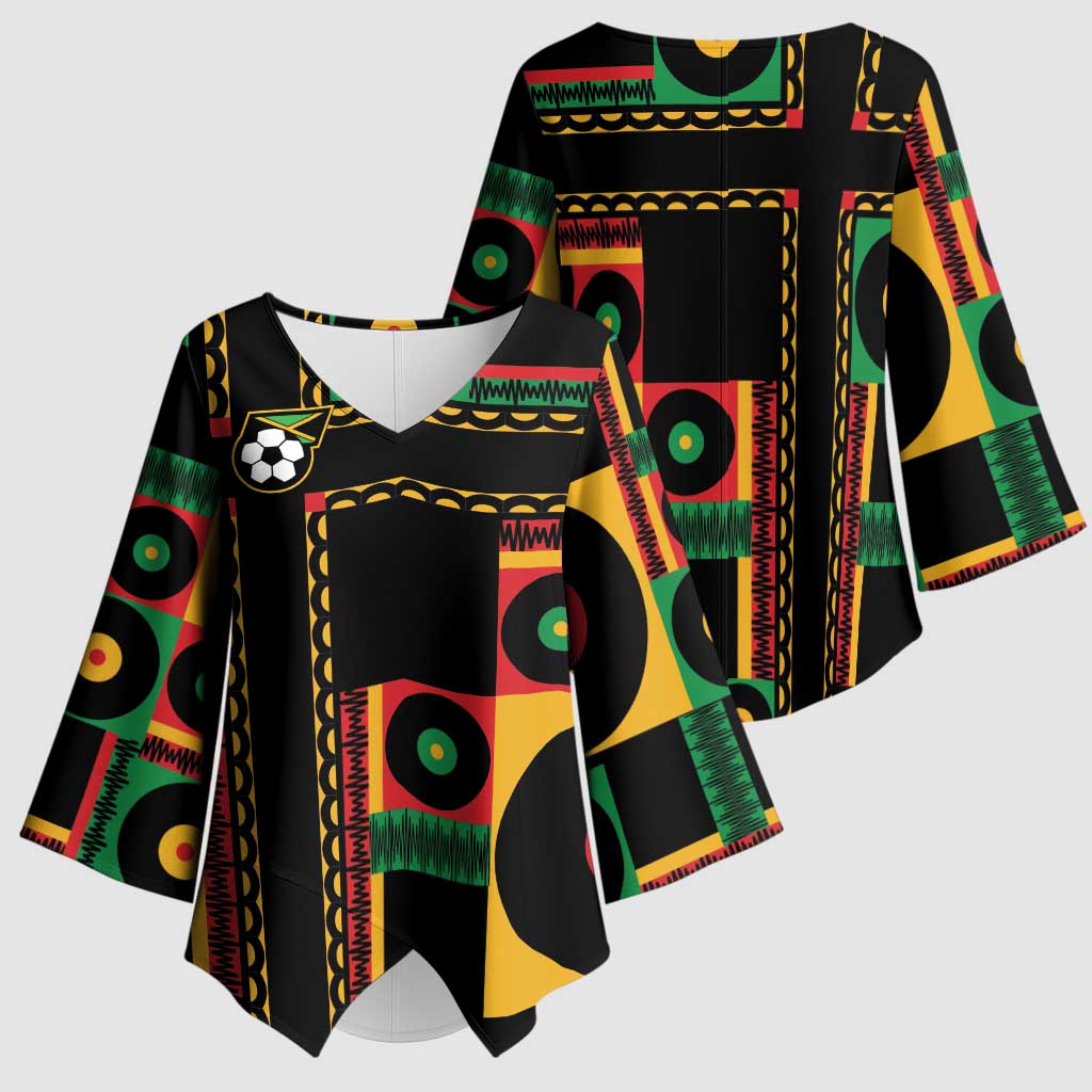 Jamaica Soccer 2026 Kimono Sleeve Blouse Reggae Stylized