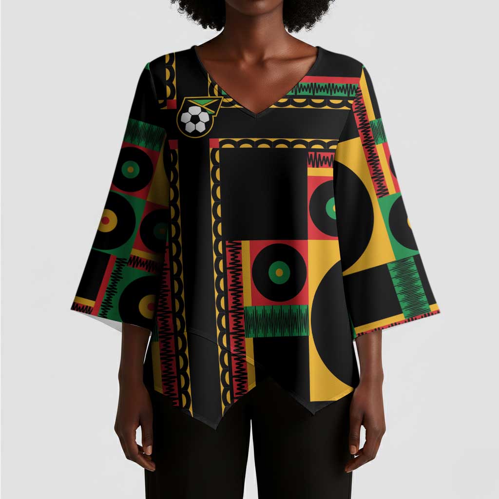 Jamaica Soccer 2026 Kimono Sleeve Blouse Reggae Stylized