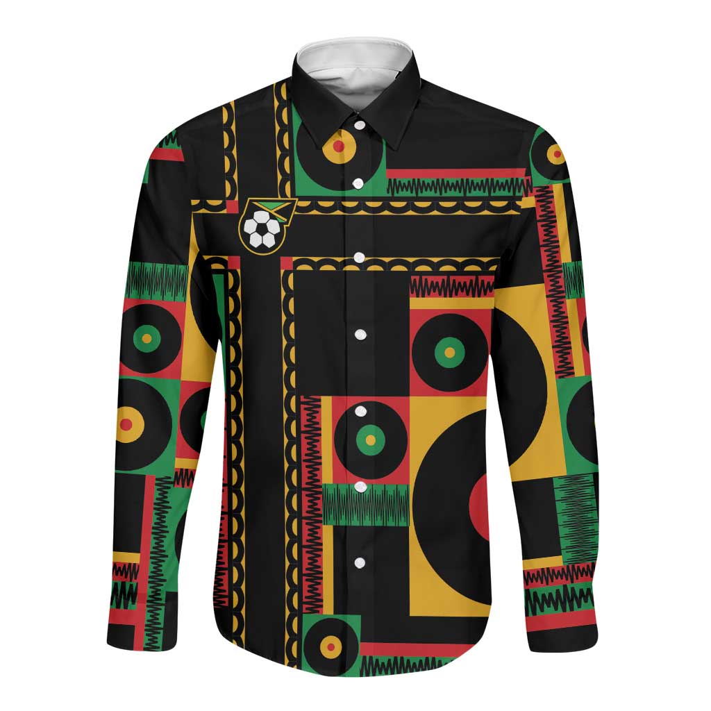 Jamaica Soccer 2026 Long Sleeve Button Shirt Reggae Stylized