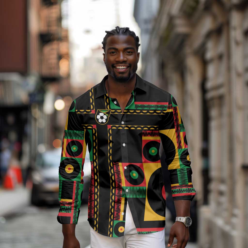 Jamaica Soccer 2026 Long Sleeve Button Shirt Reggae Stylized