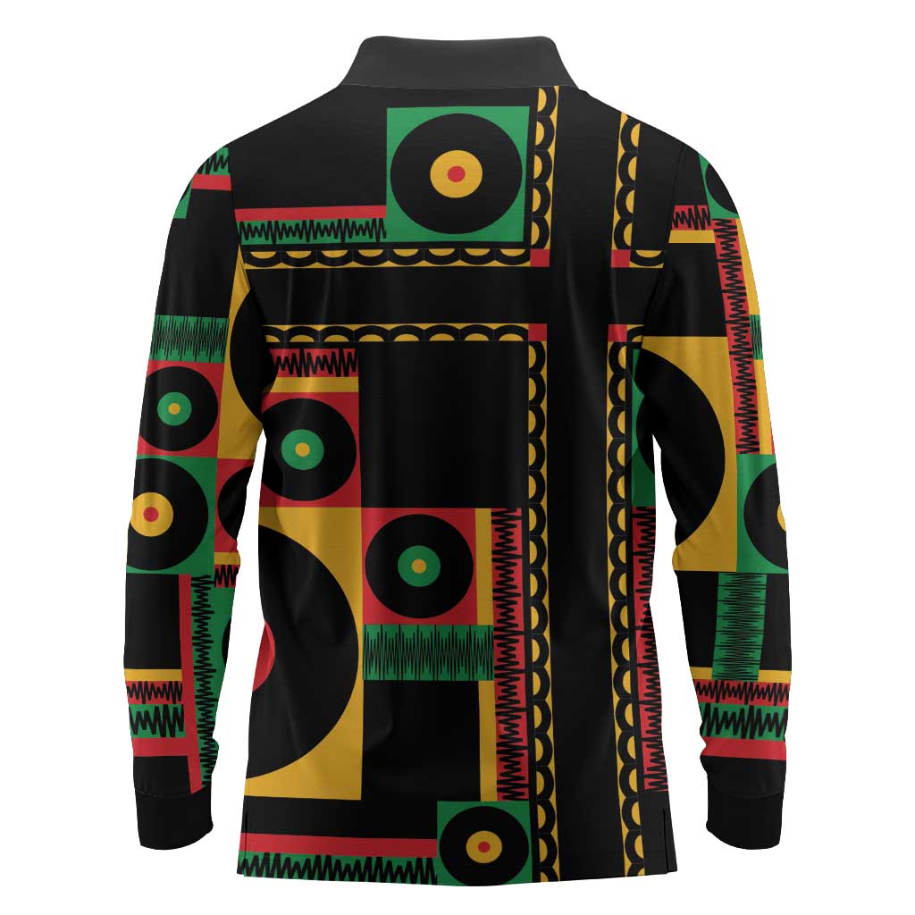 Jamaica Soccer 2026 Long Sleeve Polo Shirt Reggae Stylized