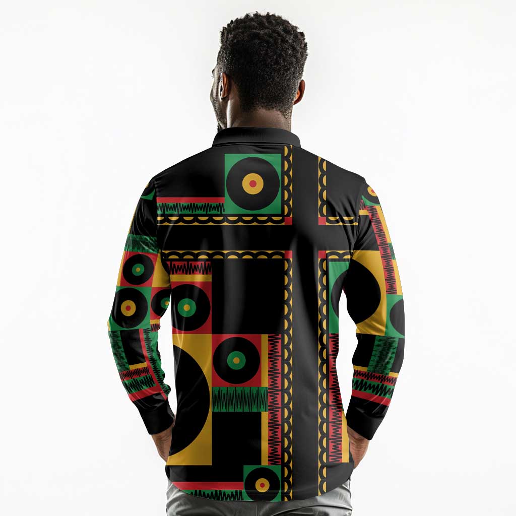 Jamaica Soccer 2026 Long Sleeve Polo Shirt Reggae Stylized
