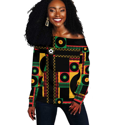 Jamaica Soccer 2026 Off Shoulder Sweater Reggae Stylized