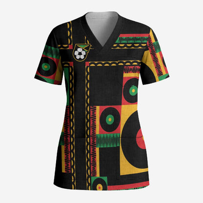 Jamaica Soccer 2026 Scrub Top Reggae Stylized