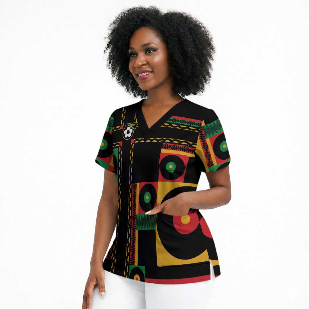 Jamaica Soccer 2026 Scrub Top Reggae Stylized