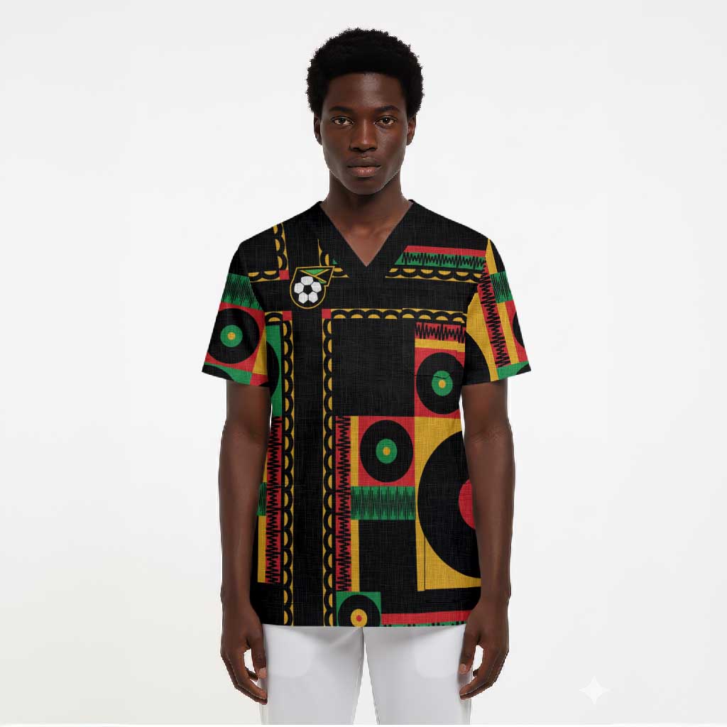 Jamaica Soccer 2026 Scrub Top Reggae Stylized