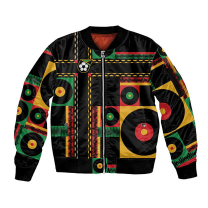 Jamaica Soccer 2026 Sleeve Zip Bomber Jacket Reggae Stylized