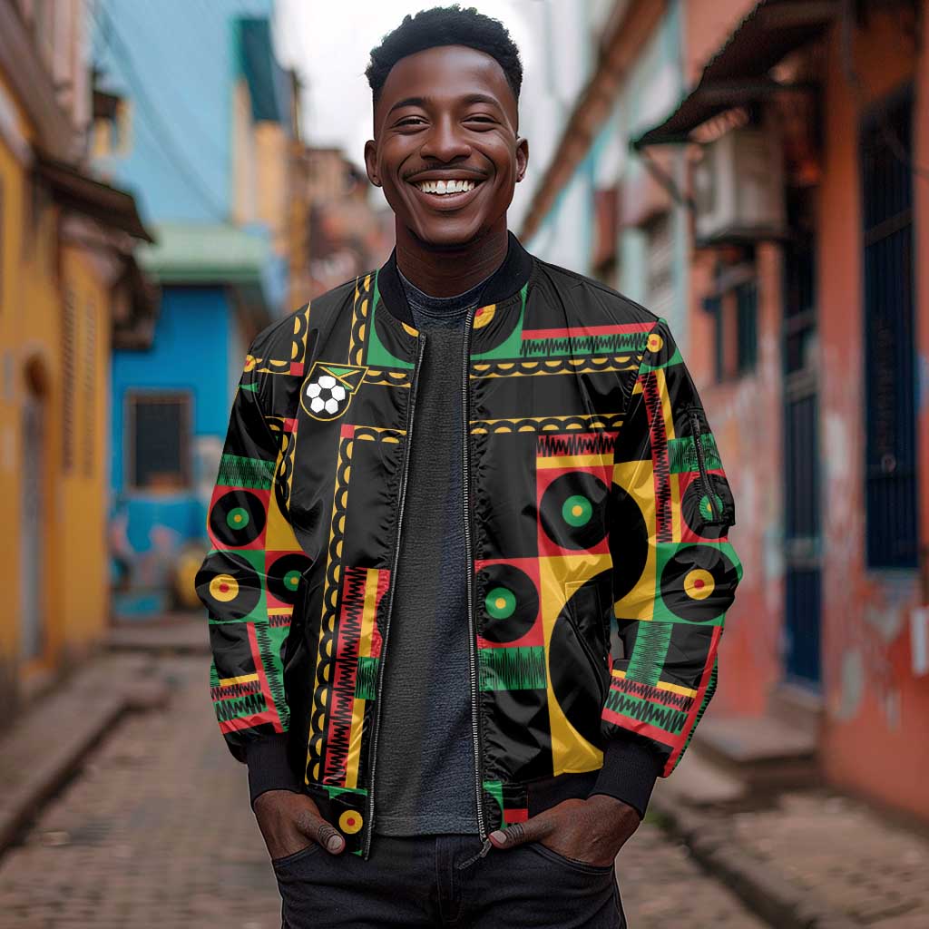 Jamaica Soccer 2026 Sleeve Zip Bomber Jacket Reggae Stylized