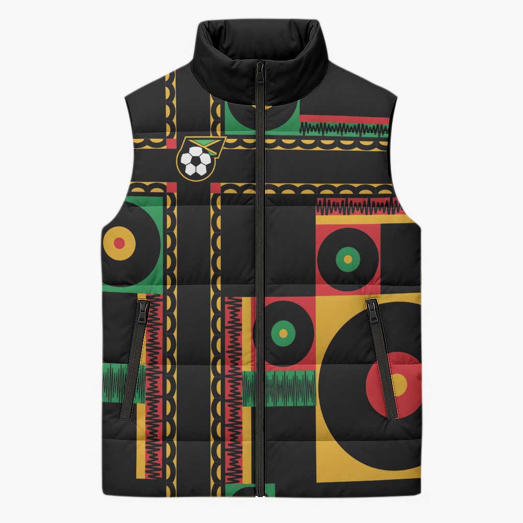 Jamaica Soccer 2026 Sleeveless Puffer Jacket Reggae Stylized