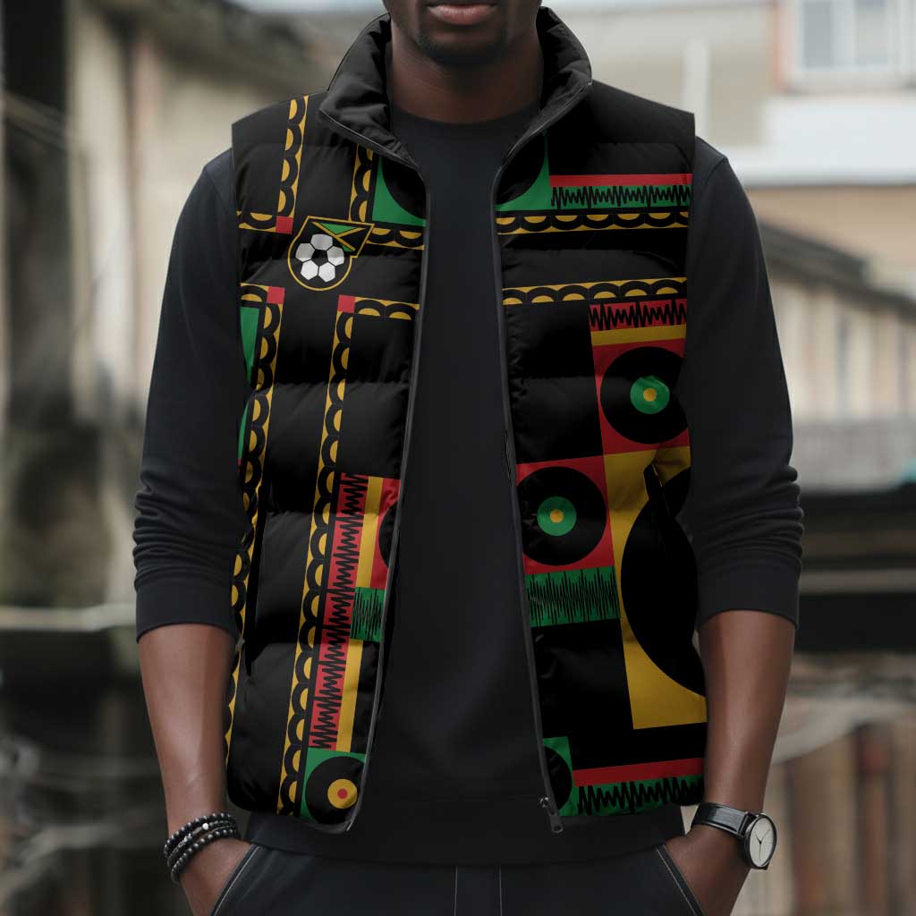Jamaica Soccer 2026 Sleeveless Puffer Jacket Reggae Stylized