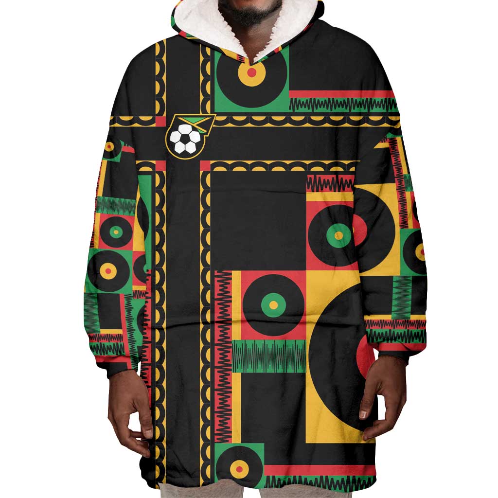 Jamaica Soccer 2026 Wearable Blanket Hoodie Reggae Stylized
