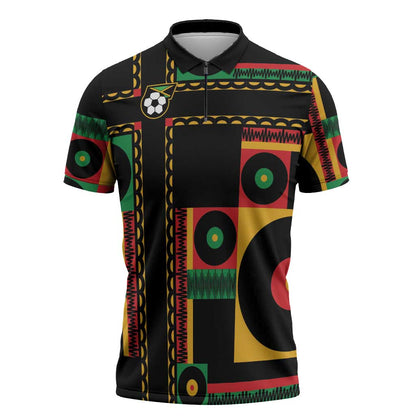 Jamaica Soccer 2026 Zipper Polo Shirt Reggae Stylized
