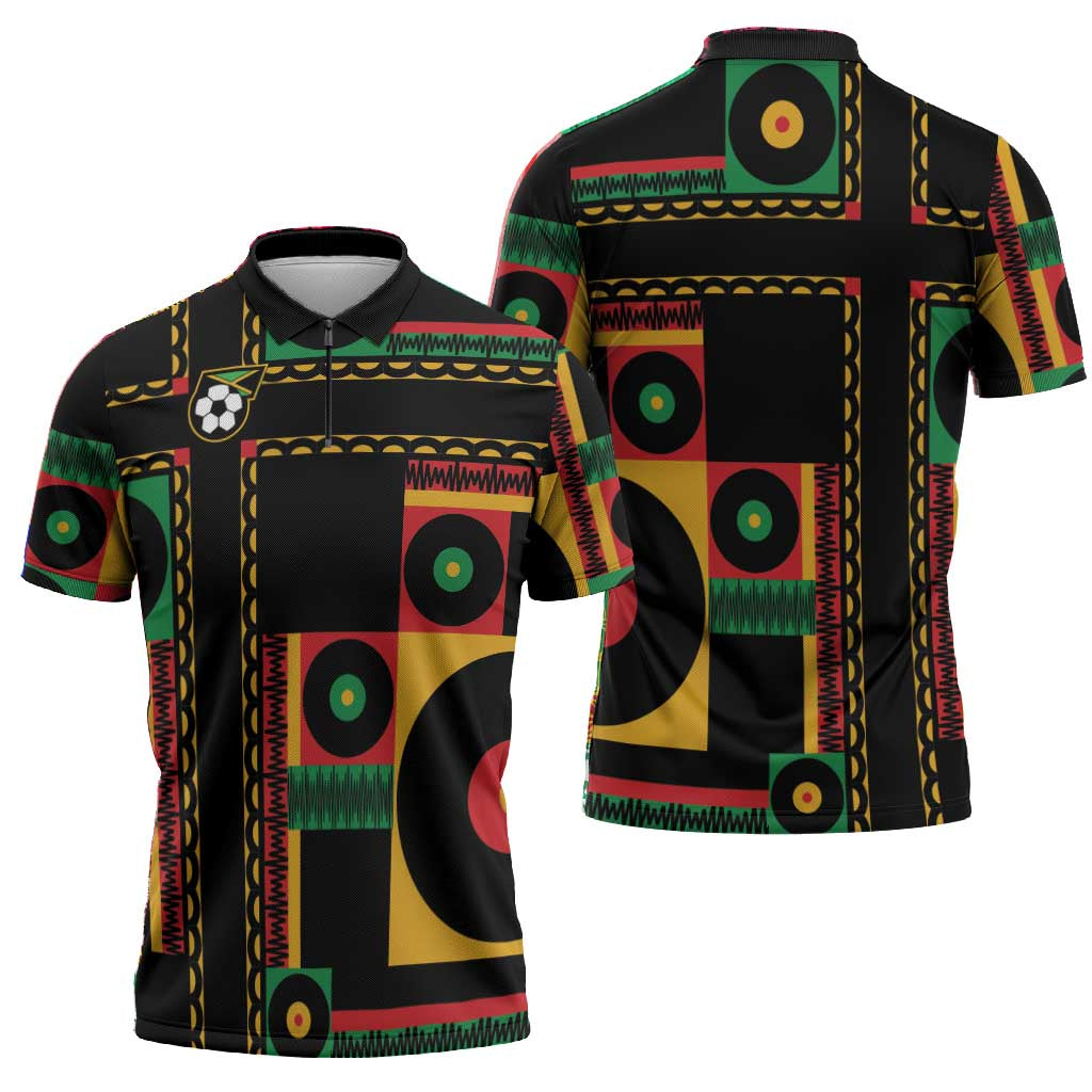 Jamaica Soccer 2026 Zipper Polo Shirt Reggae Stylized